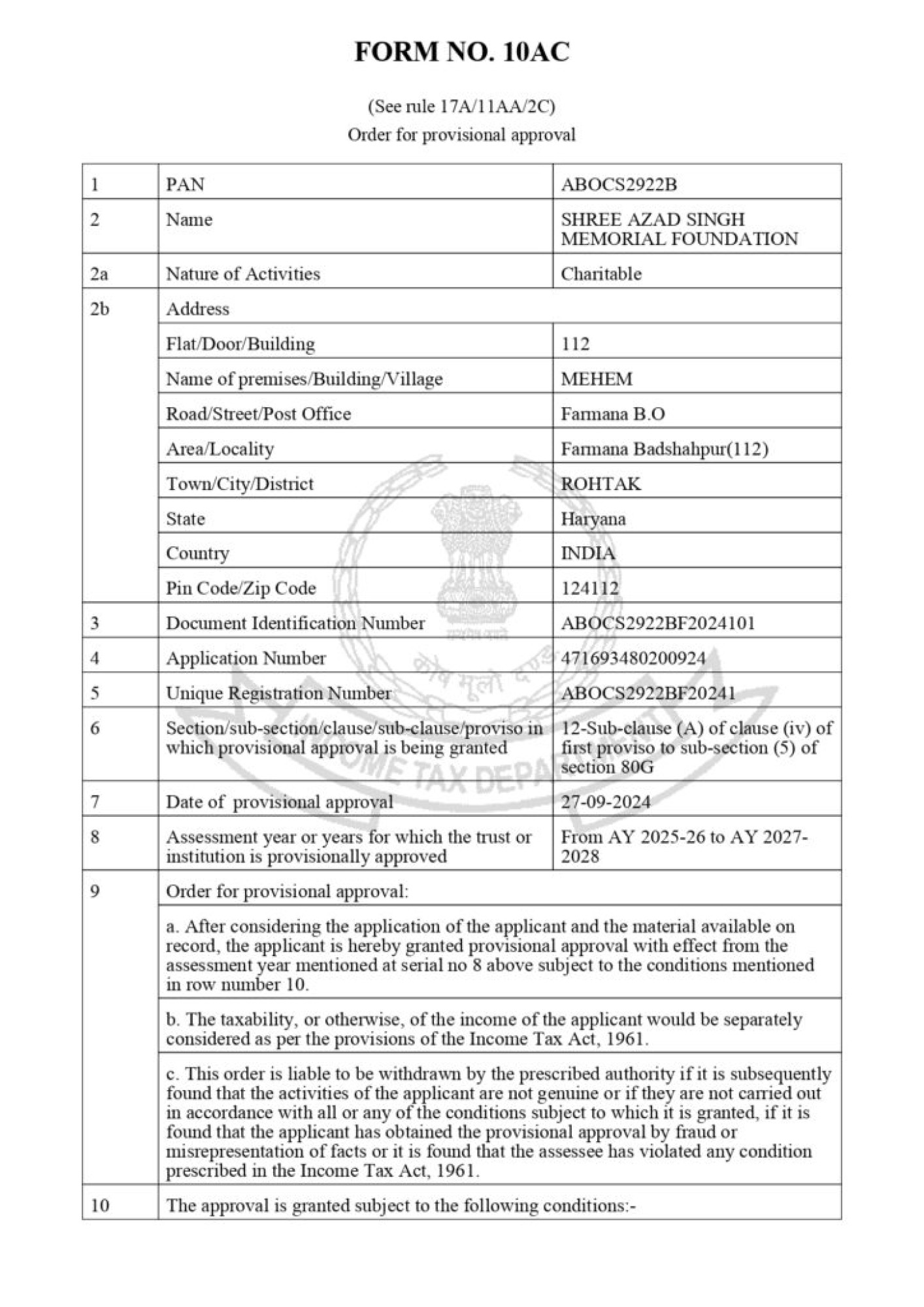 80G , Income Tax Reg.